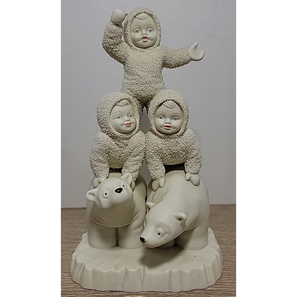 DEPT 56 SNOWBABIES CELEBRATE‎ POLAR BEARS PYRAMID (NO FLAG) LARGE FIGURINE 1999